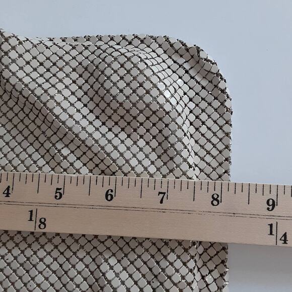 Whiting & Davis Vintage White Pearl Crystal Evening Bag Chainmail Crossbody Bag - Picture 15 of 16